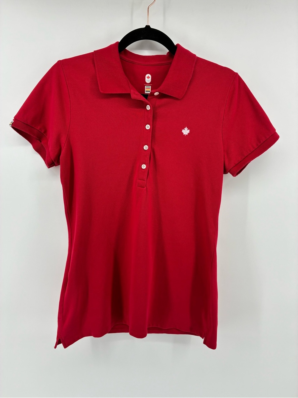 Hudson’s Bay Red Polo Shirt with Canadian Maple Logo - Women's Casual Polo